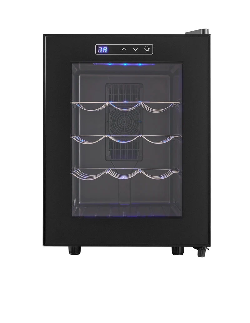 Compressor Commercial 12 Bottles Compressor Cooler Black Unique Body Metal Steel Wood Stainless Frame Power Electronic Parts