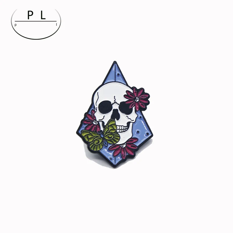 Manufacturer wholesale can customize metal pin badge funny skull shape Lapel Pin Brooch