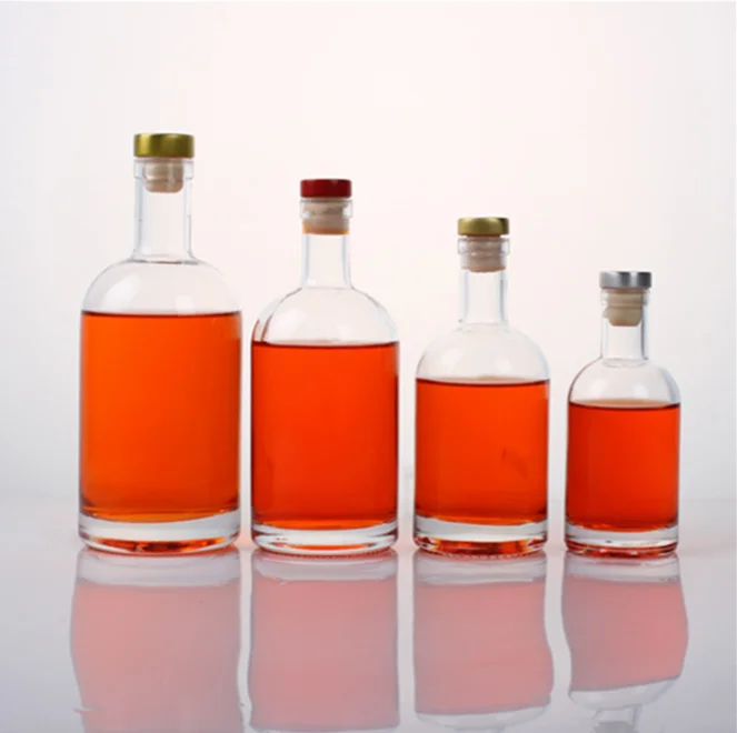 Manufacturer Luxury Clear Empty Round 500ml 750ml Wine Glass Bottles For Liquor Whisky rum tequila