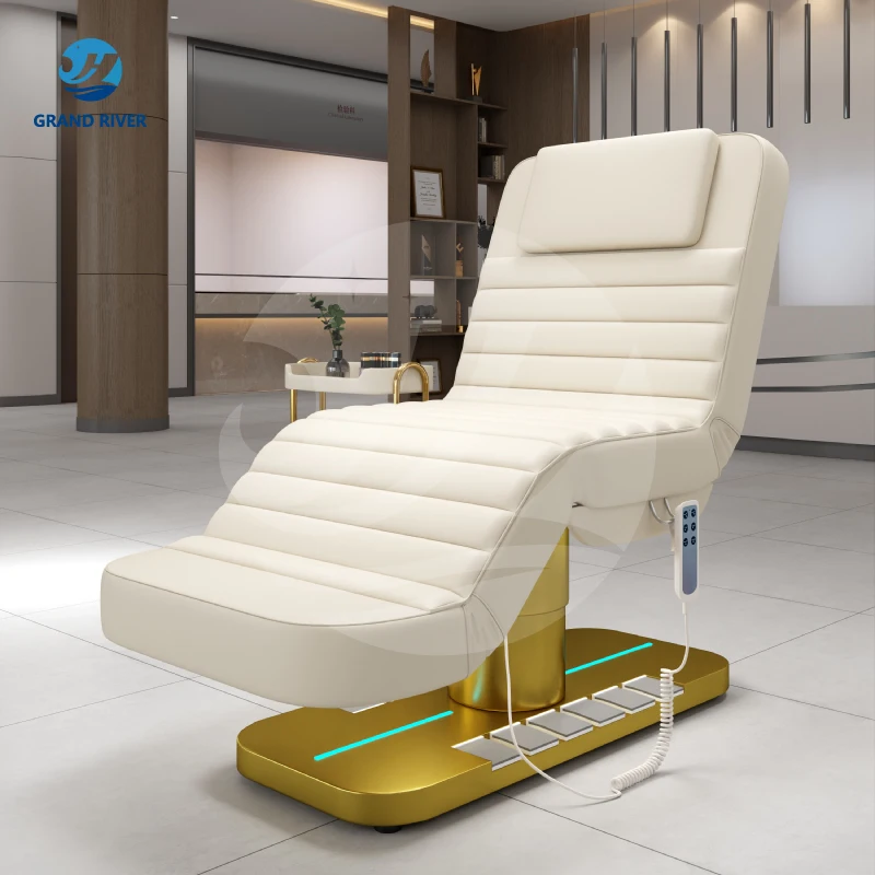 Luxury Modern Gold Salon Furniture 4 Motor Electric Facial Beauty Massage Bed  Cosmetic Table Chair Facial Spa Lash Bed