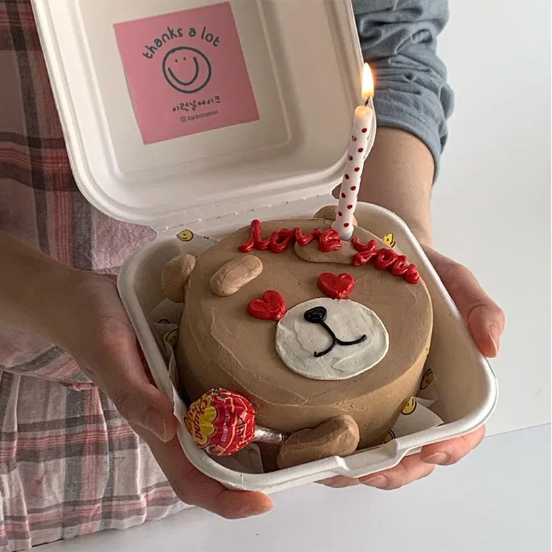 Wholesale disposable bento cake box takeaway Hamburger box degradable pulp fruit cake box