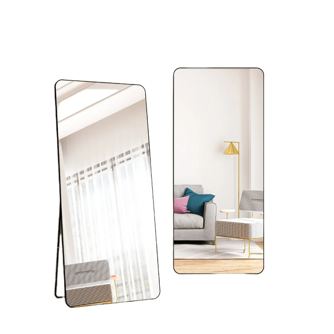Factory Directly Supply Explosion-proof Home Decor Iron Framed Large Rectangle Standing Floor Long Living Room Floor Mirror