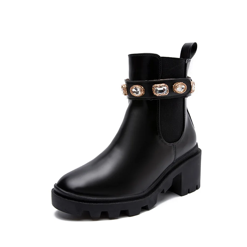 New Design Classic Womens Winter Pointed Toe Stiletto Ankle High Heel White Slip On Ankle Boots with Square Heel for Women