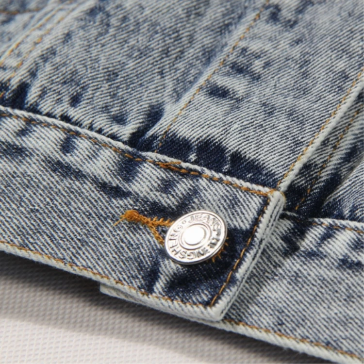 Fashion Washed Faded & Tinted Denim Jacket Customize Embroidered Sequins Denim Jacket for Woman Woven Short Standard Puff Sleeve