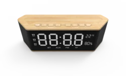Custom Wholesale New Alarm Clock Digital Display LED Subwoofer Music Player Wooden Wireless Speaker