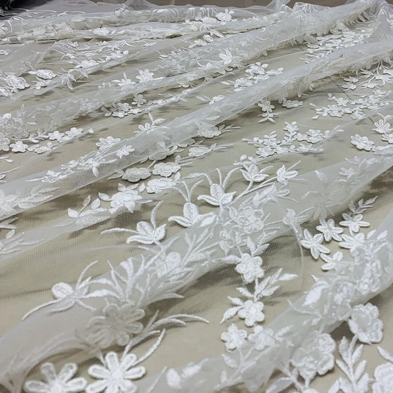 3D Flower Embroidery Lace Fabric Wedding Dress Cheongsam Lace Fabric For Women