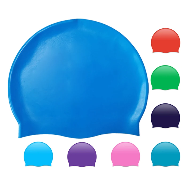Custom Logo Kids Elastic Waterproof Swim Pool Hat College Arena Silicone Swimming Caps
