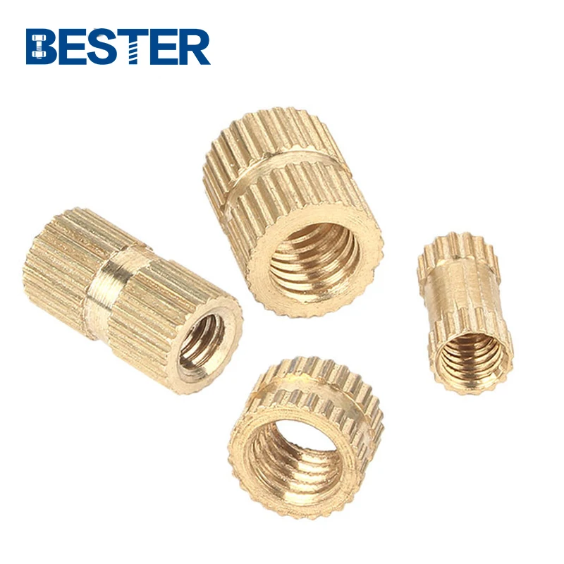 Moulded in M3 Brass Pure Copper Metric Threaded Inserts Round Embedded Clamp Knurled Copper Nut