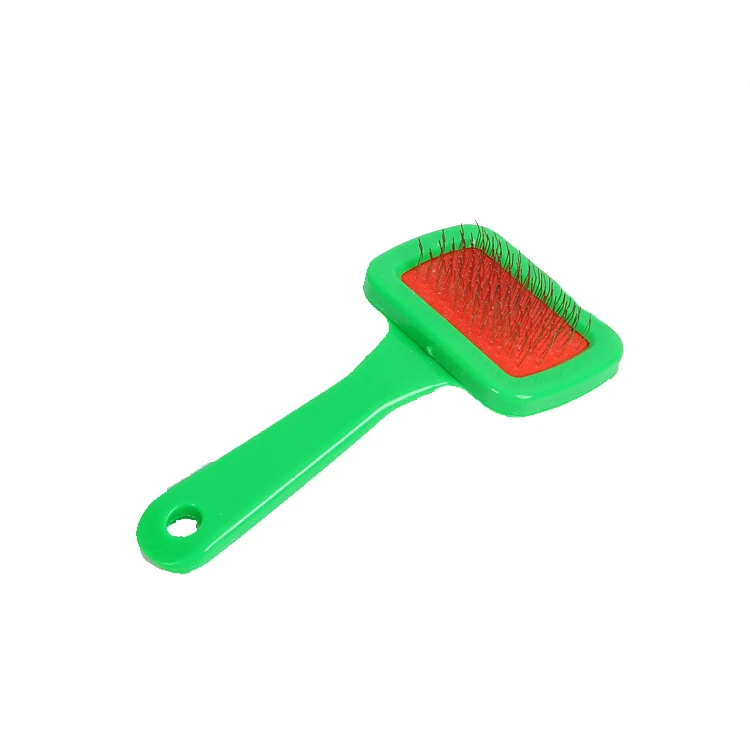 Long Hair Fur Pet Dog Cat Animal Puppy Poodle Grooming Cleaning Plastic Slicker Brush With Stainless Steel Pins