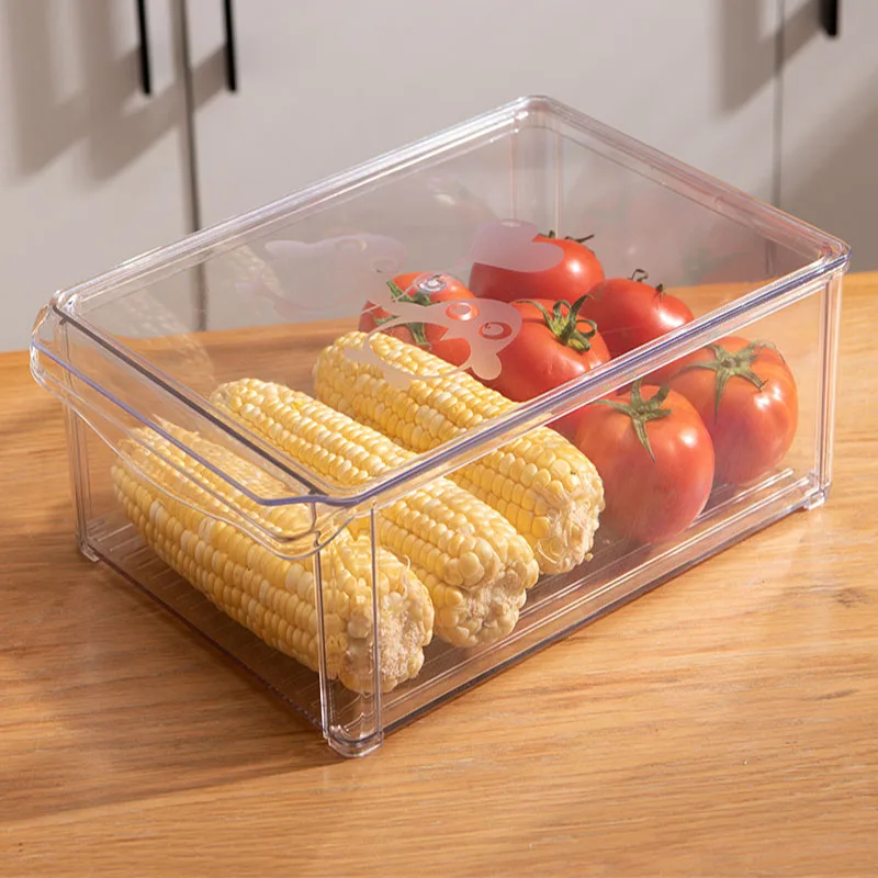 New Transparent Storage Box With Lid Can Be Stacked Storage Box Fruit  Vegetable Storage