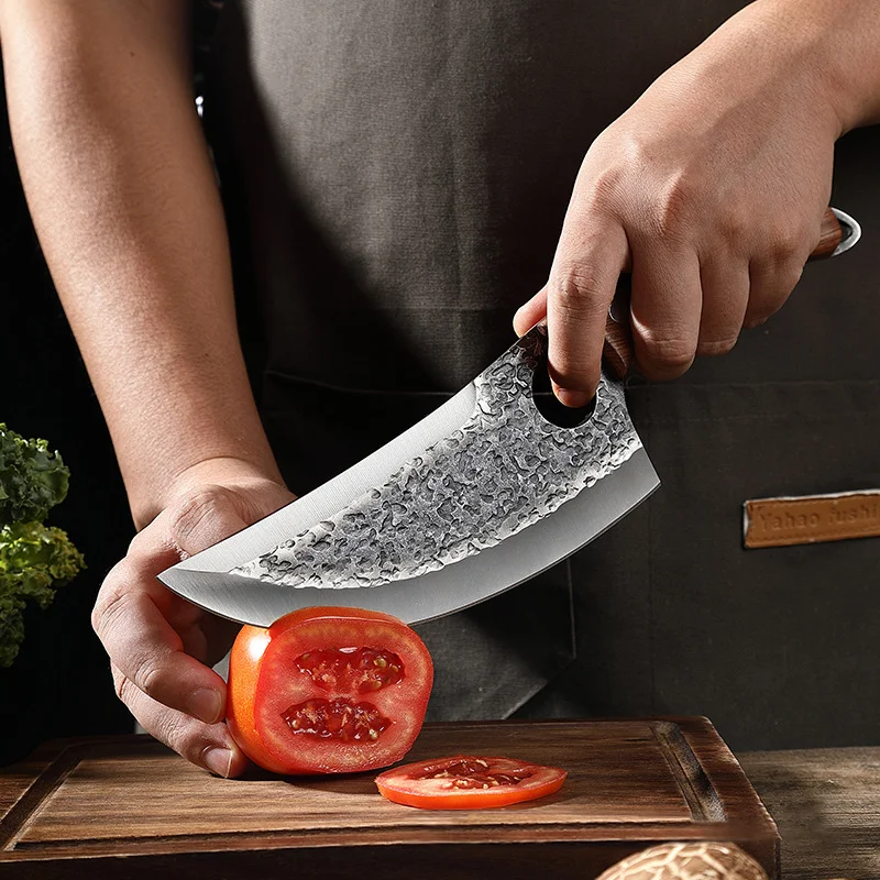 Hand Forged Butcher Knife Meat Cleaverwith Leather Sheath High Carbon Steel Butcher Knife Chopper for kitchen