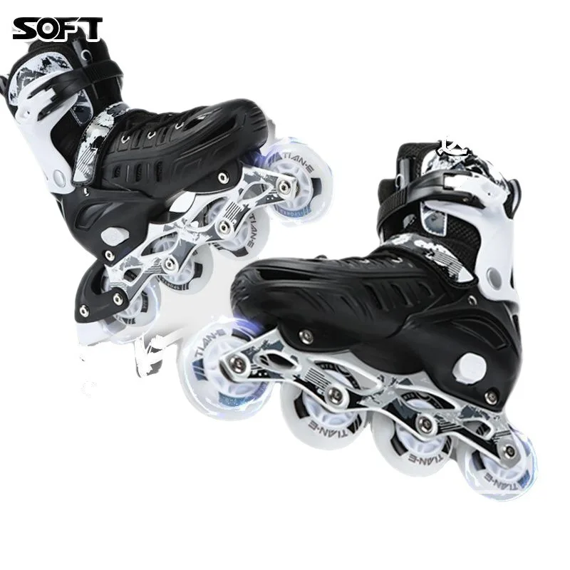 Adjustable Adult & Children Roller Skates Full Set with Flashing Straight Row Wheel for Beginners-Men and Women