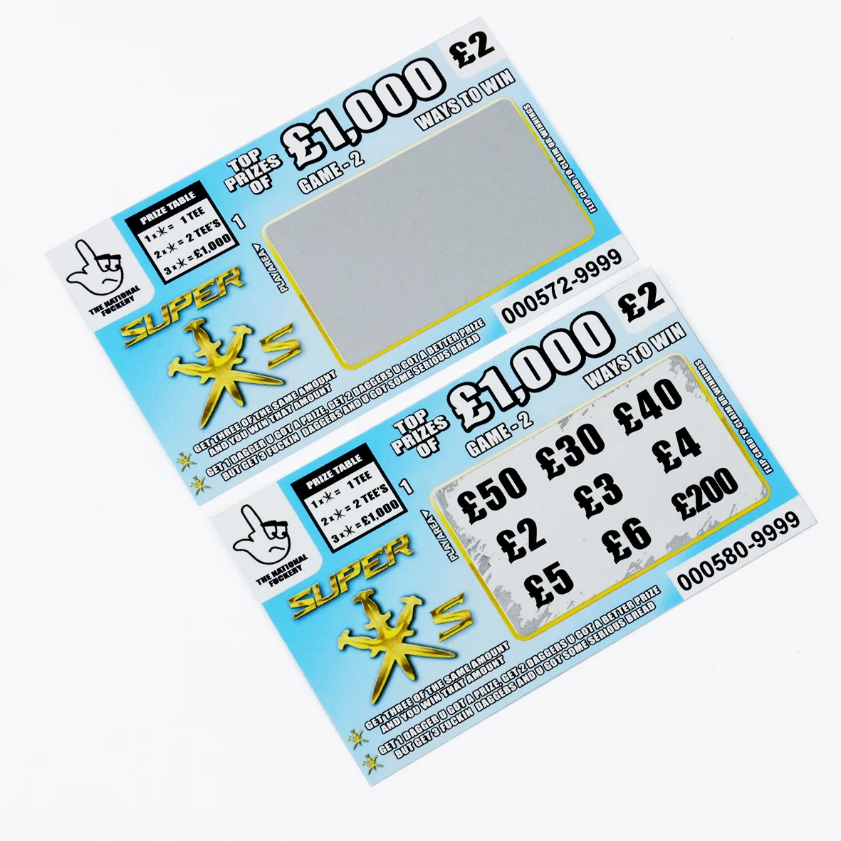 Custom Paper Lottery Tickets Printing Scratch Cards for Scratch and Win cards