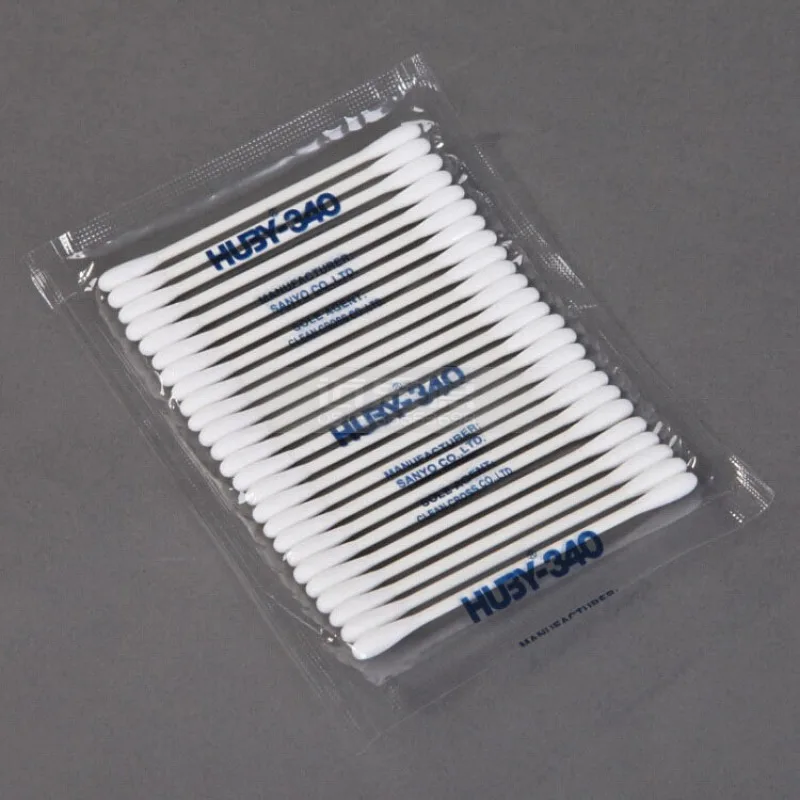 Strong adsorption Lint Free Cleanroom Silicone oil-free Purification Cleanroom cotton swabs With Paper Handle