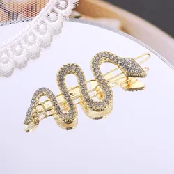 New Snake Shaped Hair Accessories Hairpin with Rhinestone Clip Edge Clips Female H