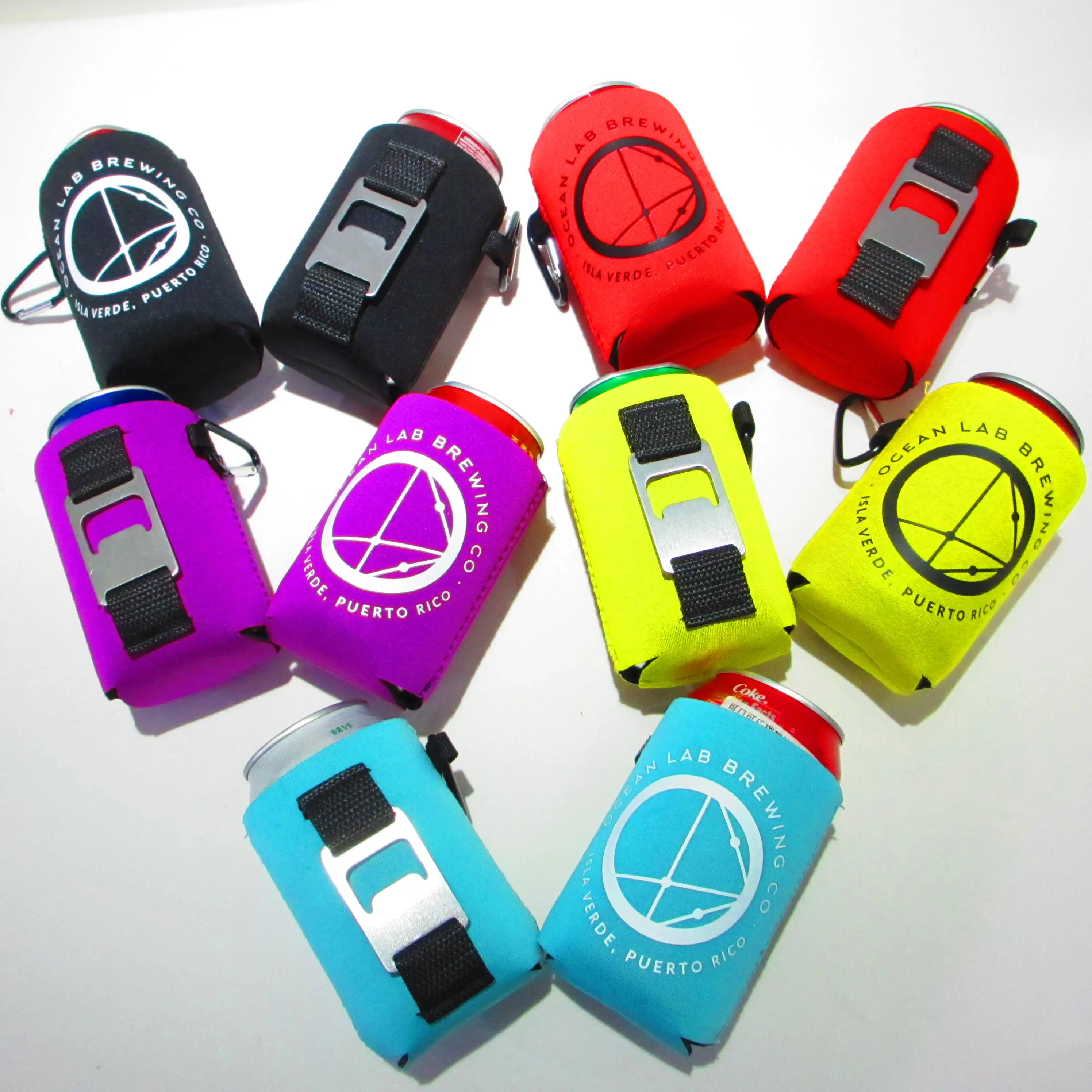 Заказанное кольцо с Неопреновая Складная coozies на открытом воздухе теплоизоляция может охладитель пива держатель длинными и короткими рукавами открывалка для
