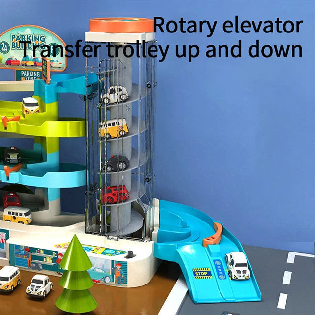 KSF DIY Assemble Multifunction Urban Rail Transit Steering Wheel Toys Car Driving Simulation Car Track City Slot Parking Lot Toy