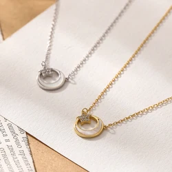 14K 18K 22K Gold Plated YINSAKI 925 Silver Shellfish Coin Pendant White Fritillary Star Moon Necklace