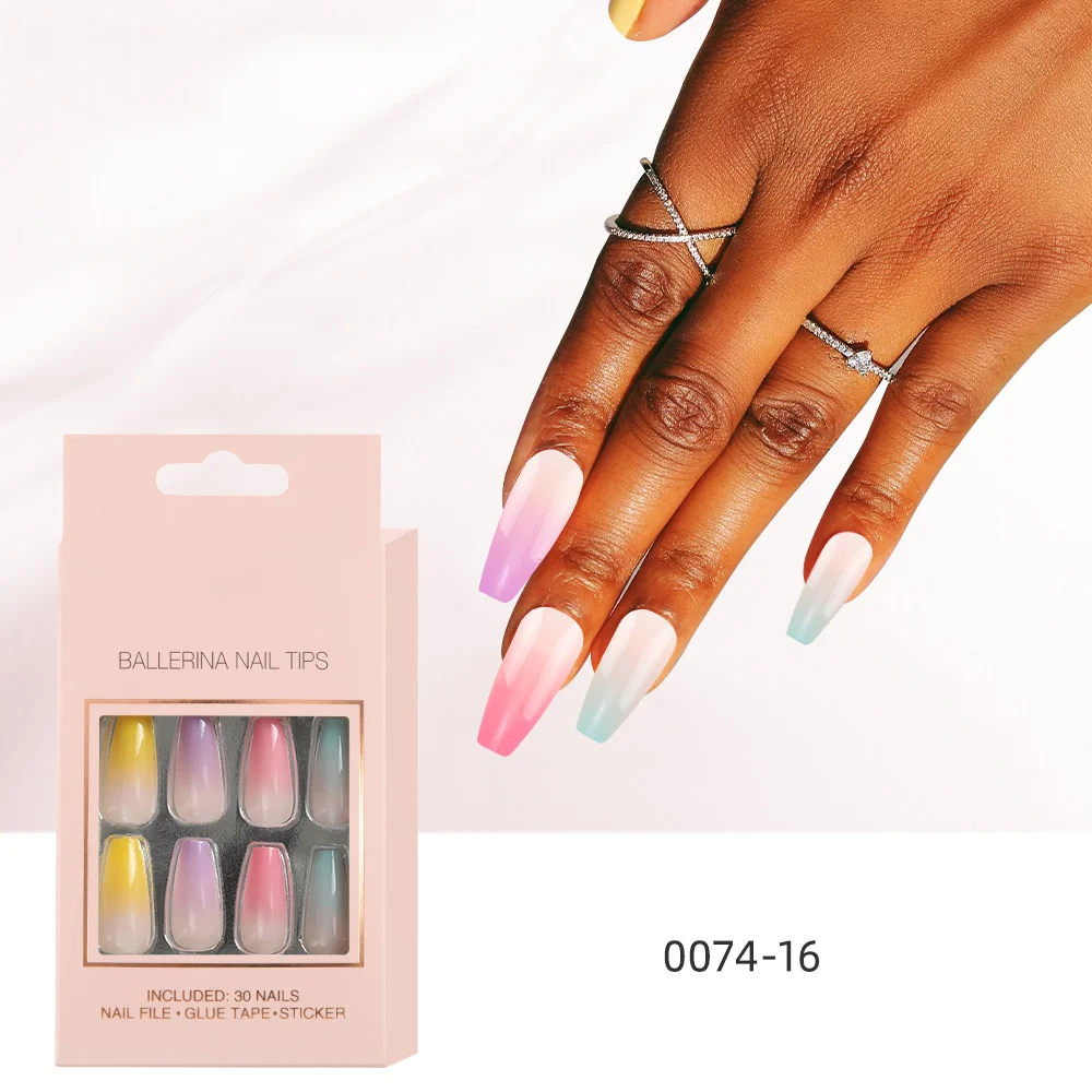 Bameier Wholesale Private Label pcs Box Nail Tips Acrylic Handmade Cat Eye Gel False Nails Press On Nails