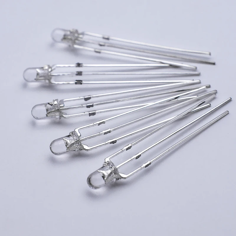 1000pcs/bag Bicolor Red Green Blue Yellow clear Lens Round 3 Pins Two Colors 3mm Led Diode For Indicator light