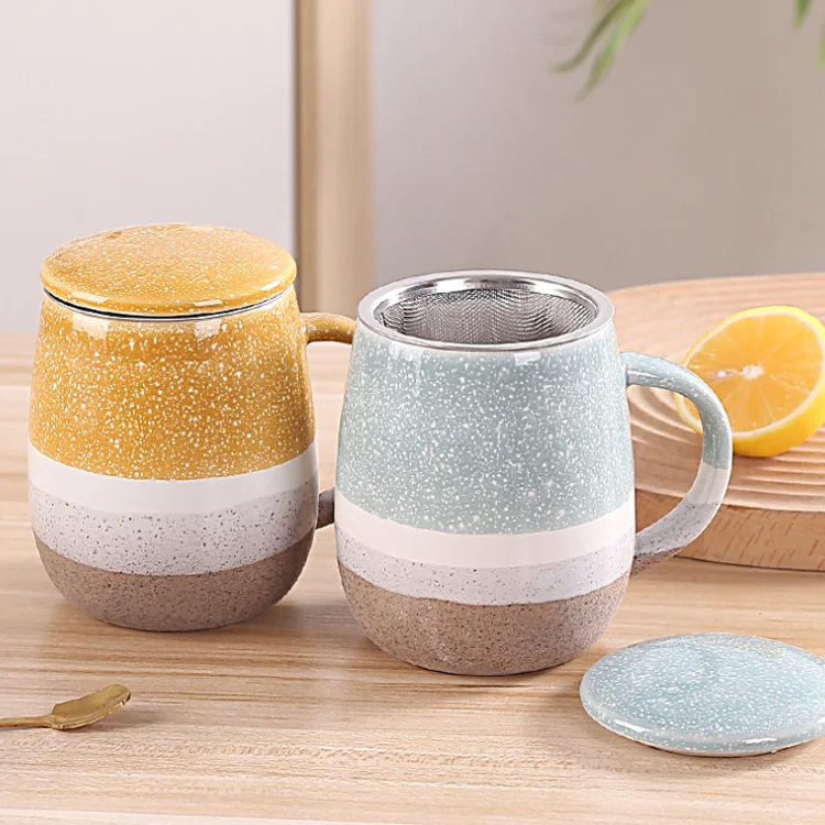 hand made customizable creative light luxury mug set gift box ceramic mason coffee tea cup with lid filter