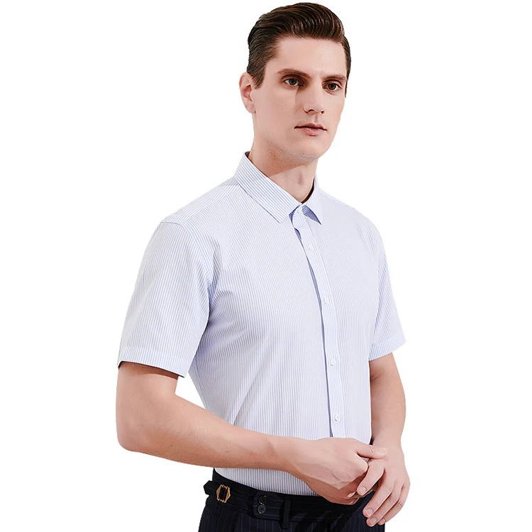 Новейшие летние мужские рубашки с коротким рукавом из бамбукового волокна в клетку