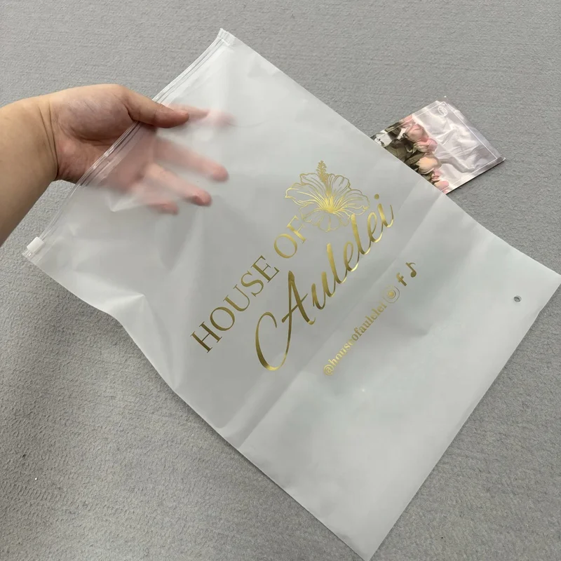 Clear Plastic Clothes Shirt Packaging Bags Custom Own Design Clothing Frosted Plastic Poly Bag With Zipper