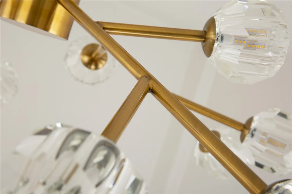 
Nordic Pendant Light Gold Bronze Simple Dining Room Crystal Chandelier 