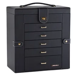 Rectangle Black Faux Leather Creative Packaging Box Customized Jewelry Box For Jewelry