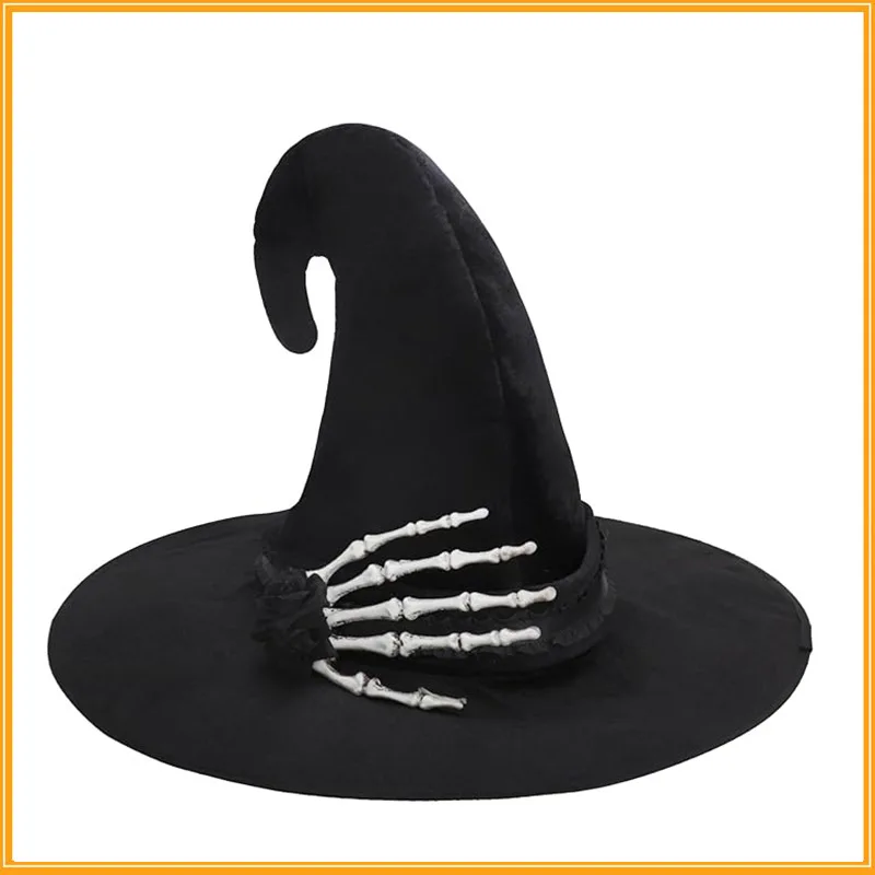 New Cosplay Witch Hat Gothic Theme Party Wizard Hat Skull Skeleton Witch Hat