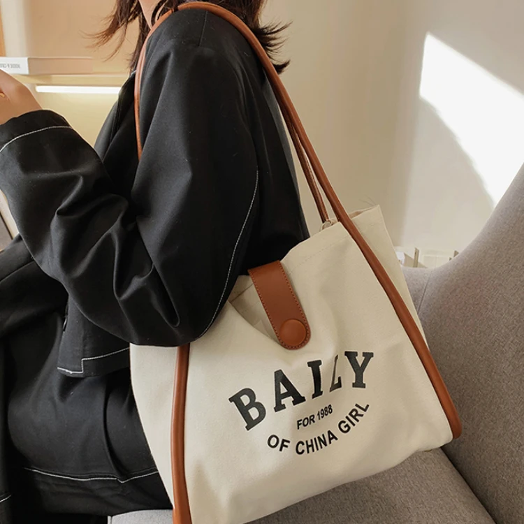 Large Capacity Cotton Canvas Custom Tote Bag with Multi-function Many Pockets Boat Tote Bag