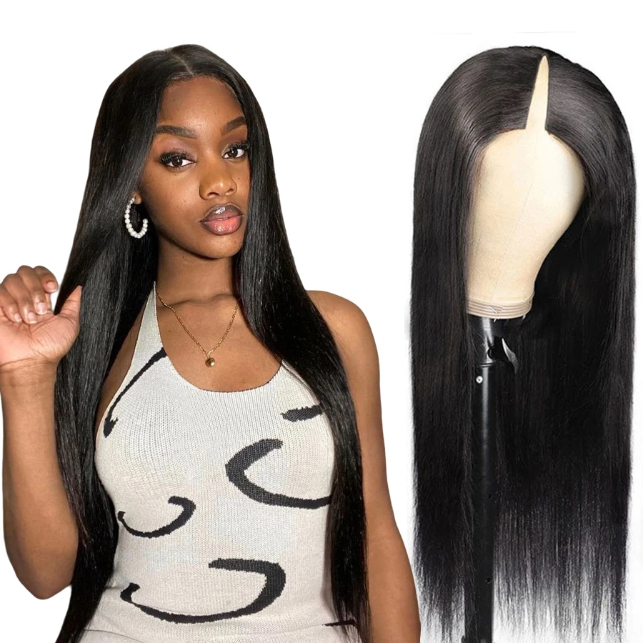 New arrival Kinky Curly Wig V Part Wig Human Hair Glueless Thin Part Machine Made Brazilian Hair V Part Wig