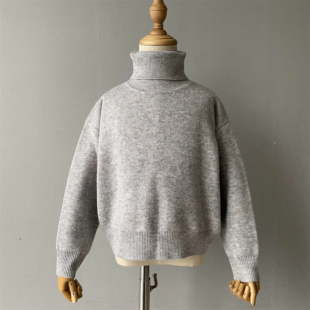 Children Baby Fall Outfits Turtleneck Pullover Knitwear Girls Boys Long Pants 2 Pieces Suit Custom Wool Knit Kids Sweater Set