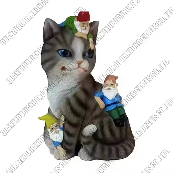 Children Garden Statues Best Selling Little Dwarf and Big Cat Resin Sculpture for Home Garden Decoration