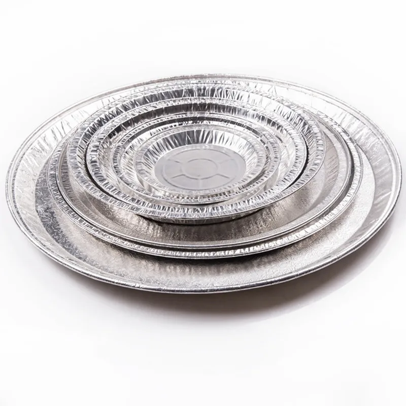 9-Inch Silver Food Grade Aluminium Foil Pans Disposable round Pie Plates for Household Use Food Packing Foil Containers