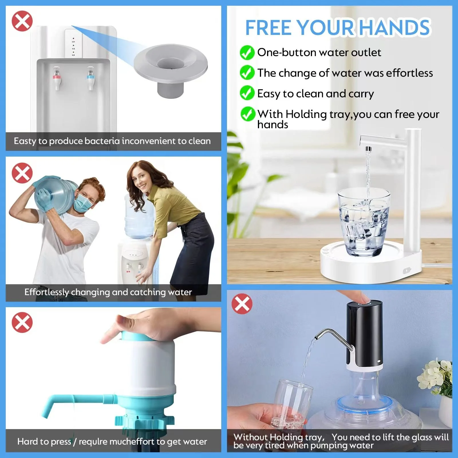 Smart Home gadgets Portable Wireless Electric Water Bottle Pump USB charging desktop automatic bedside water dispenser