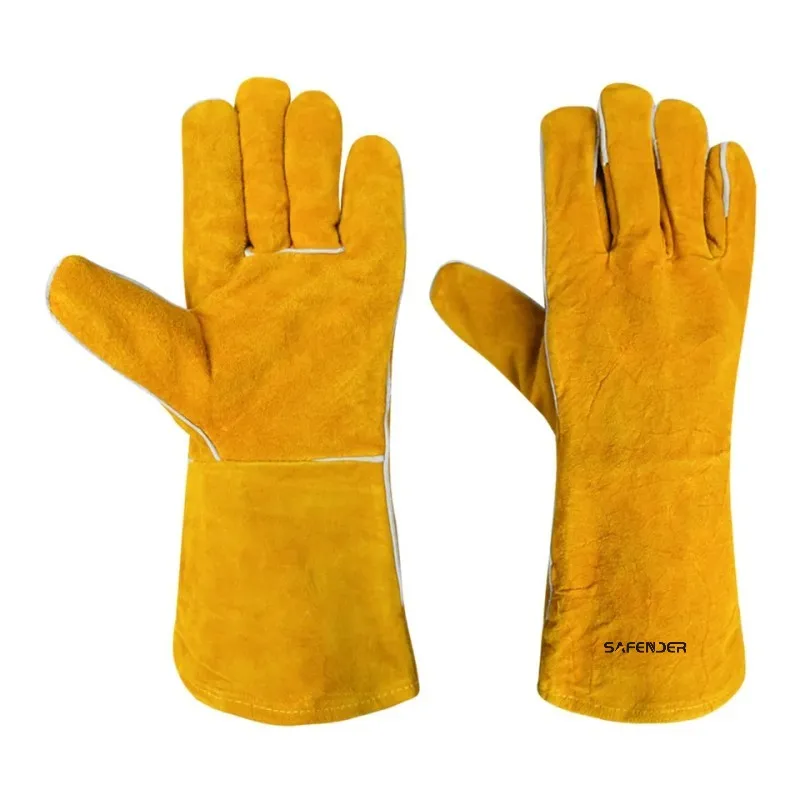 SAFENDER Cowhide Suede Leather Fire Proof Household BBQ Safety Gloves For Welding