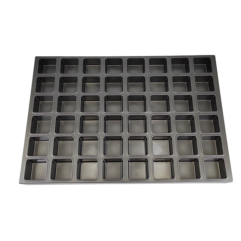 Custom 48 Cups Non Stick Aluminized Steel Square Muffin Baking Pans Mini Brownie Cake Baking Mold Trays Financier Cakes Pan