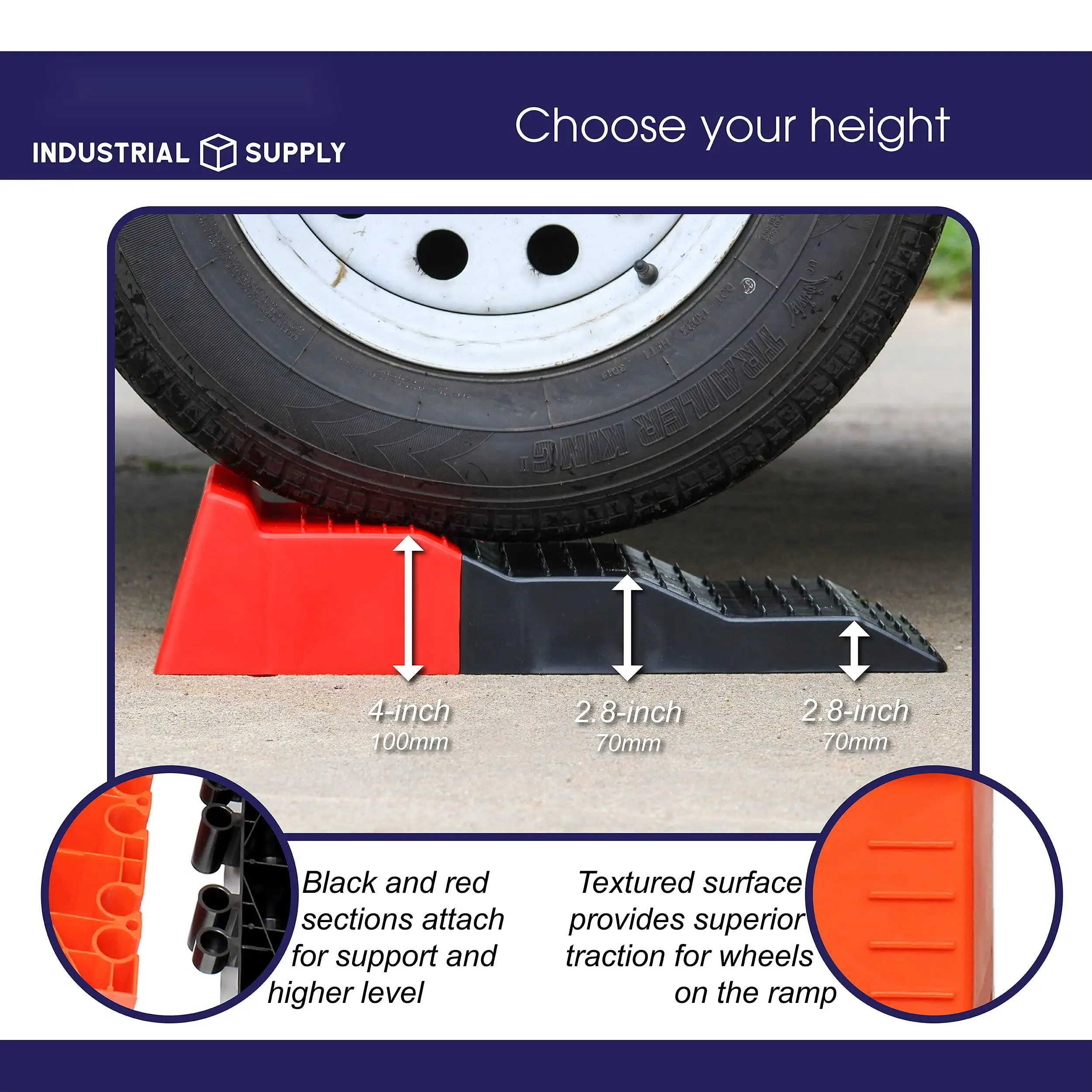 Tandem Axle Leveler Ramps-3 Level RV Leveling Blocks Heavy Duty Separating Camper Leveling Ramps, 2 Pk
