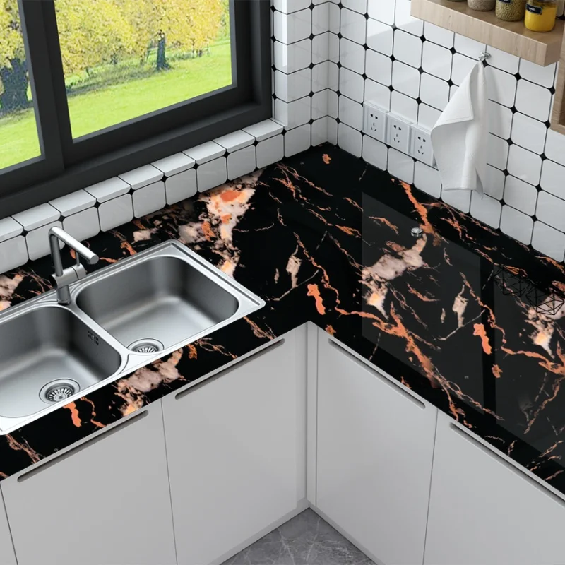 Custom Marble Design PVC Wallpaper Rolls Anti-Mould and Waterproof Wall Sticker Easy to Clean Wallpaper for Bathroom