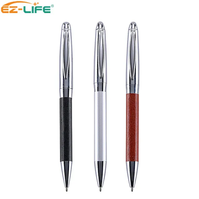 2021 Hot Selling Fine compact Leather ballpoint pen for gift with custom Logo