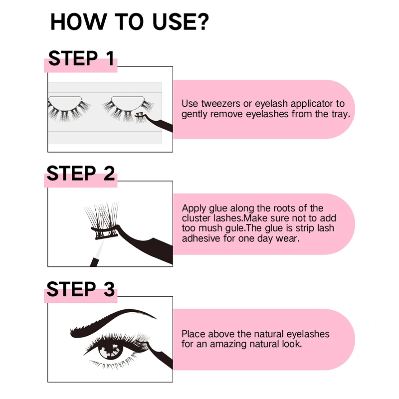 Private Label DIY Segment Lashes Vegan Korean Silk Mixed With Ultra Thin Clear Band and Wispy Spike Custom Logo Lash Clusters