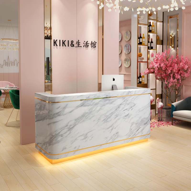 Modern Cash Table Register Retail Wooden Counter Cashier Desk Store Boutique White Checkout Counters Reception Desks for Sale