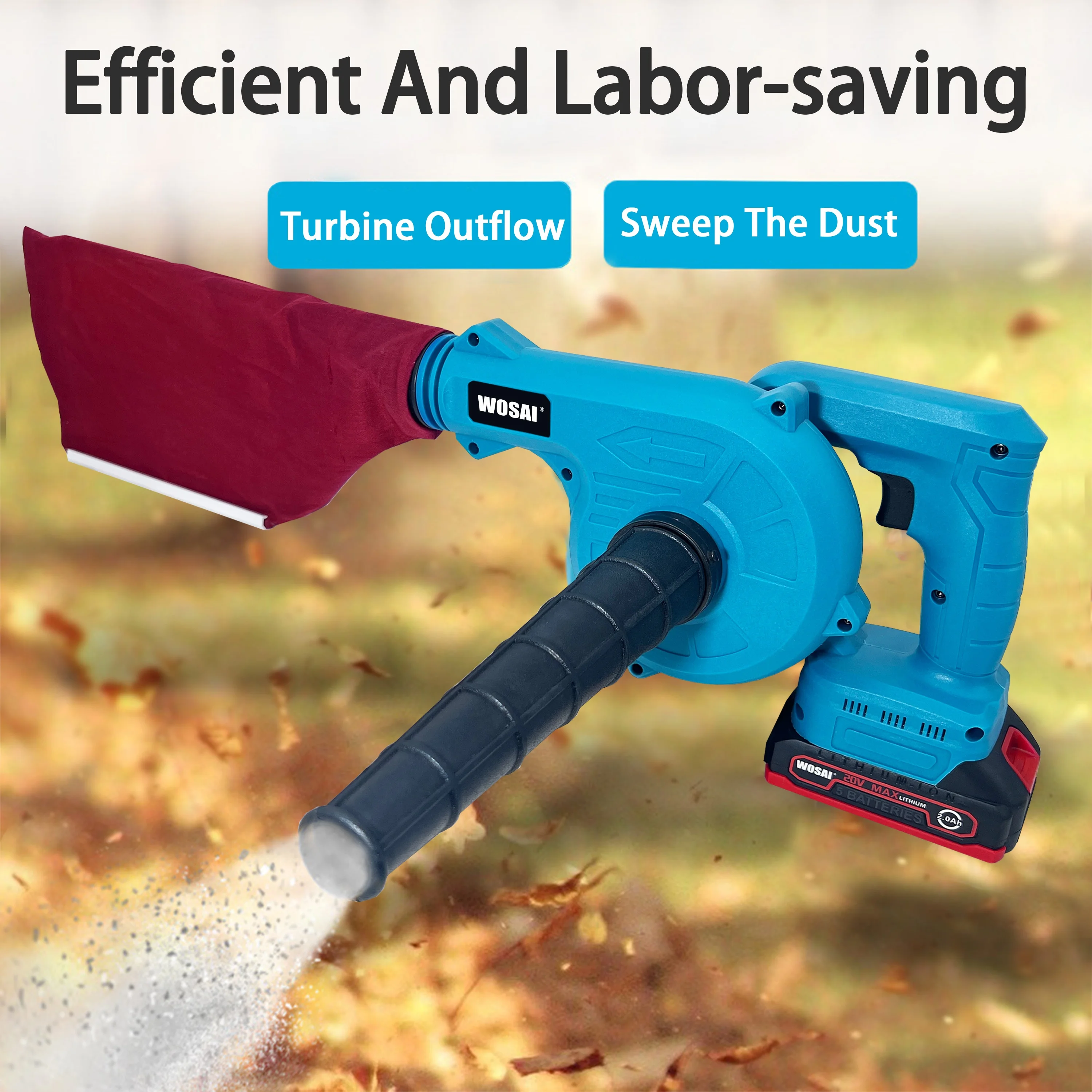 Professional Blow Suction Dual Purpose Wind Turbine Leaf Blowers Vacuum Cleaner 20V Cordless Blower