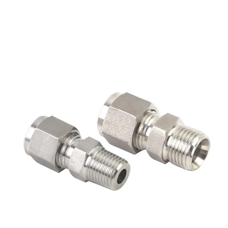 Stainless steel compression fittings tube fittings npt thread air hydraulic fitting nipples
