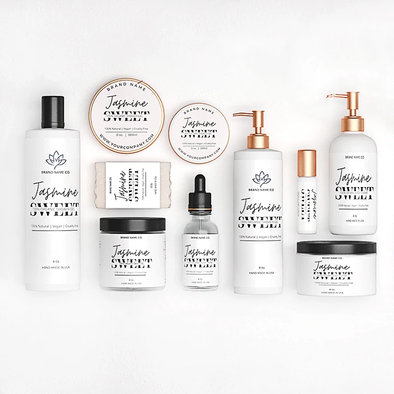 Custom Printed Cosmetic Glassy Plastic Jar Bottle Makeup Product Packaging Adhesive Paper Logo Label Sticker