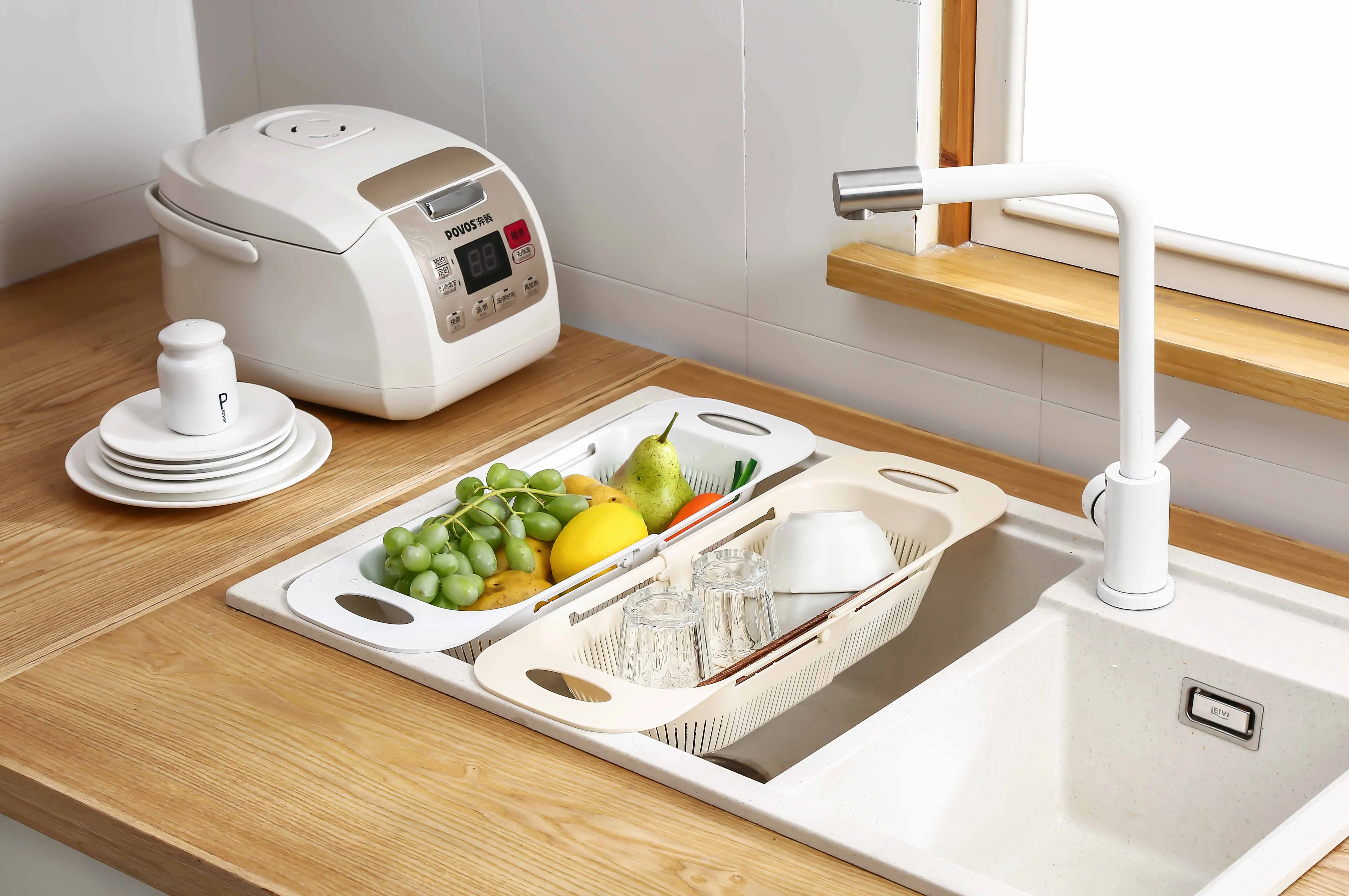 Kworld Custom Good Quality Printed Plastic Dish Drying Racks Kitchen Draining Accessories