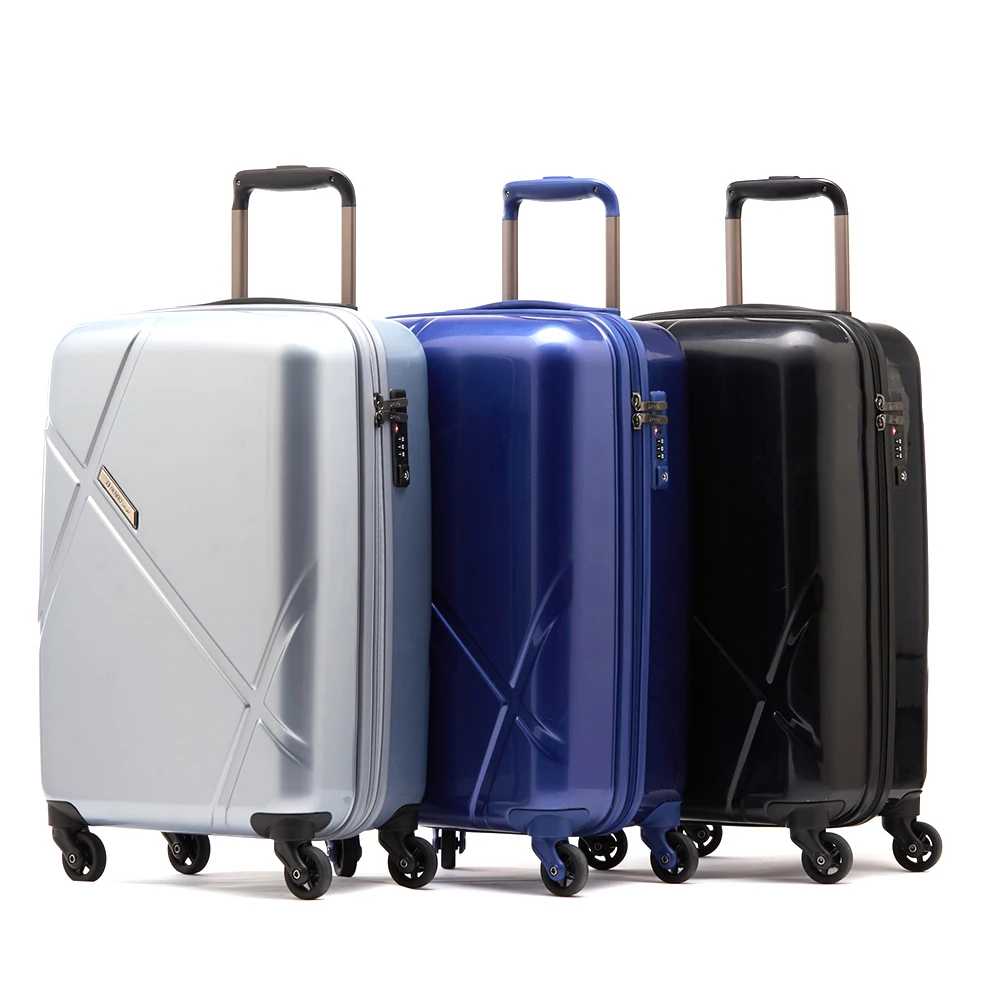 BENRO Black Silver Blue Carry-on Lightweight Luggage Cabin 4 Wheel Trolley Suitcase Set