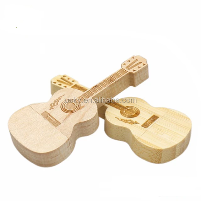 Promotion 2.0 3.0 Wood Guitar USB Flash Drive 1GB 8GB 32GB 128GB ECO Friendly Music Pendrive Memory USB Stick