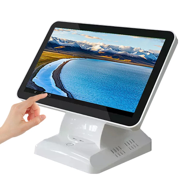 OEM Factory punto de venta con sofware. inventario pos poster display stand pos5809 with cash register